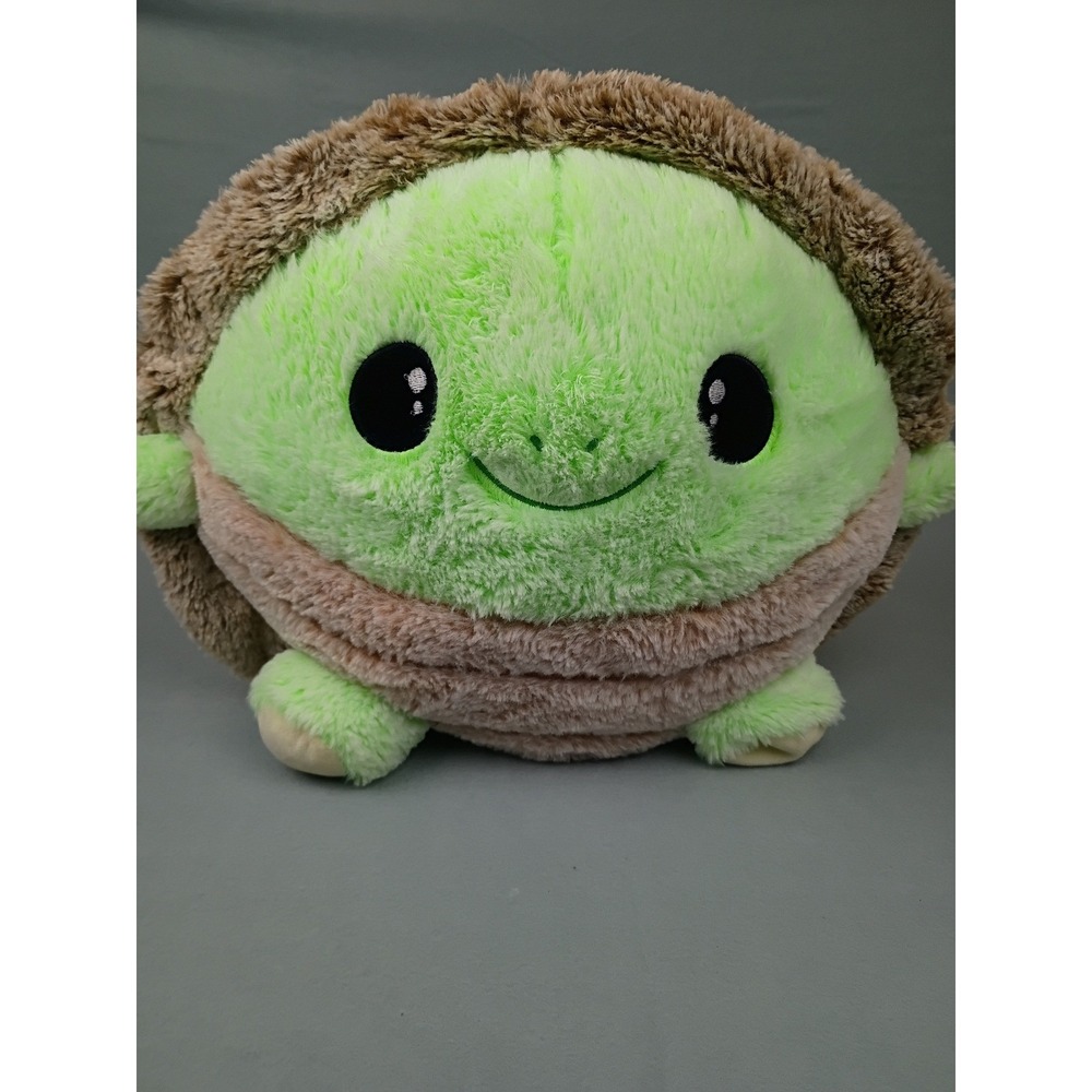 Fiesta Green Turtle Plush Stuffed Animal Round Brown Shell 11 Inch Squishy Soft